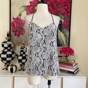 Express Women's Snakeskin Print V-Neck Reversible Tank Top Gray Black Size XS
